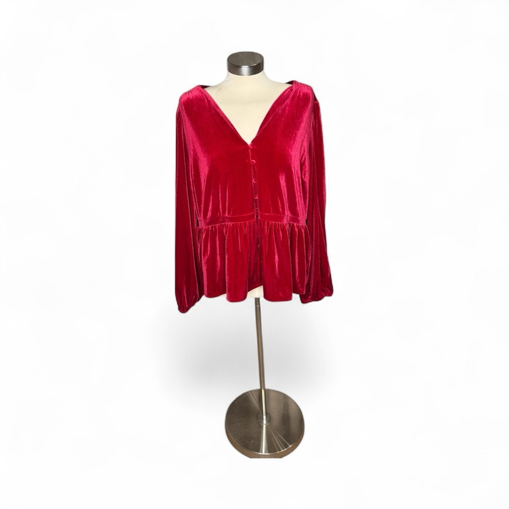 NWT Vibrant Red Velvet Blouse